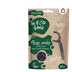 The Eco Gang Floss Picks Made from Plant Based Materials Vegan Charcoal